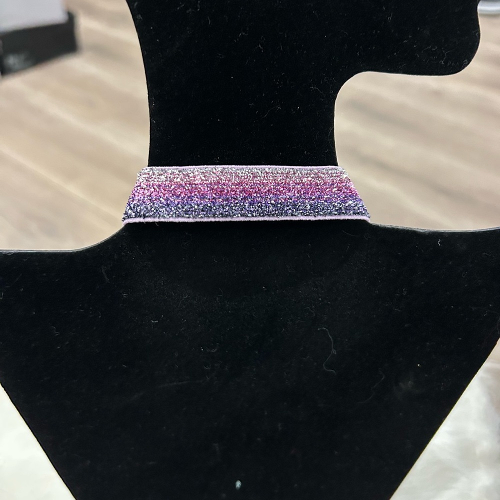 💥PRICE⬇️ CHOKER • Stretchy Purple Silver Pink Glitter •